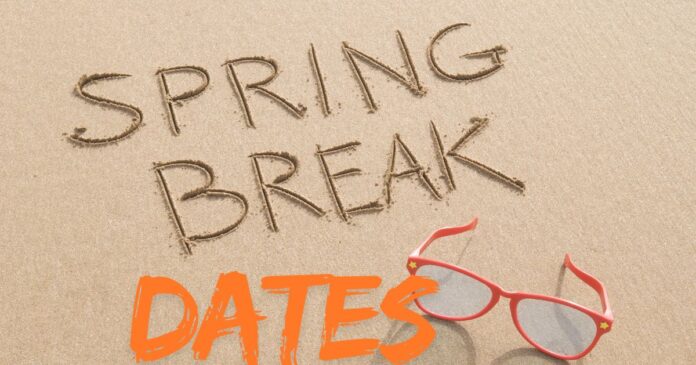 Spring Break dates in the USA.