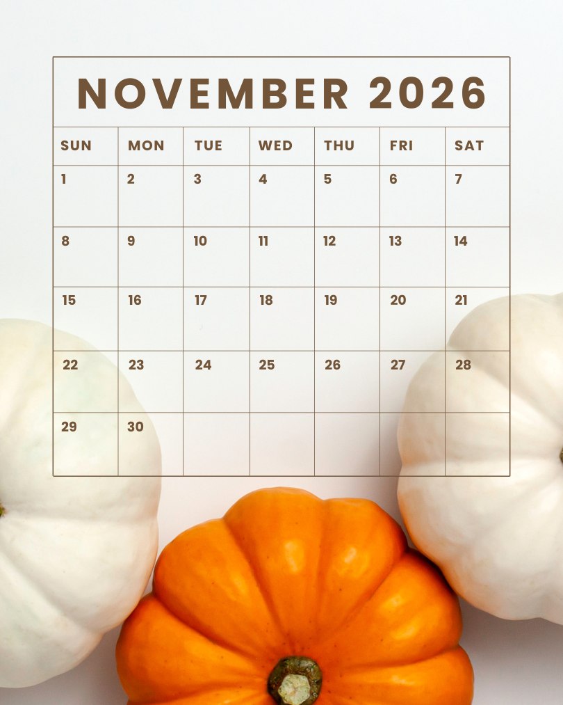 November 2026 Calendar Dates.